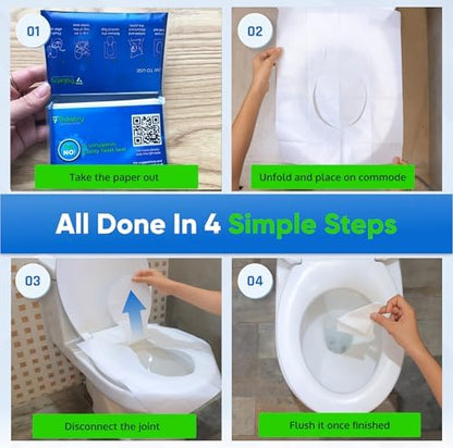 Extra extra large public restroom protective sheets being flushed away