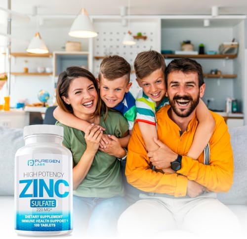 High potency zinc sulfate zinc dietary supplement benefits bottle with 100 easy to swallow tablets