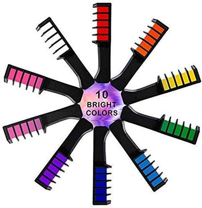 Close up of the non toxic temporary hair dye comb applicator being used on hair streaks.