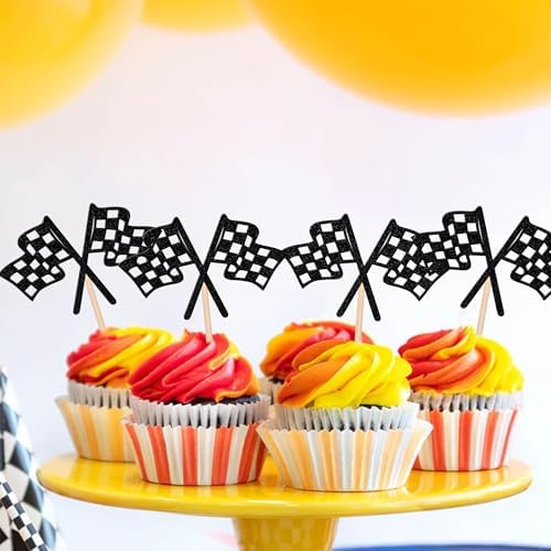 High quality card stock detail of racing flag party decorations