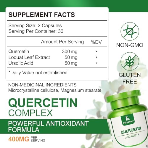 JulyDeer Quercetin 60 capsules bottle label details
