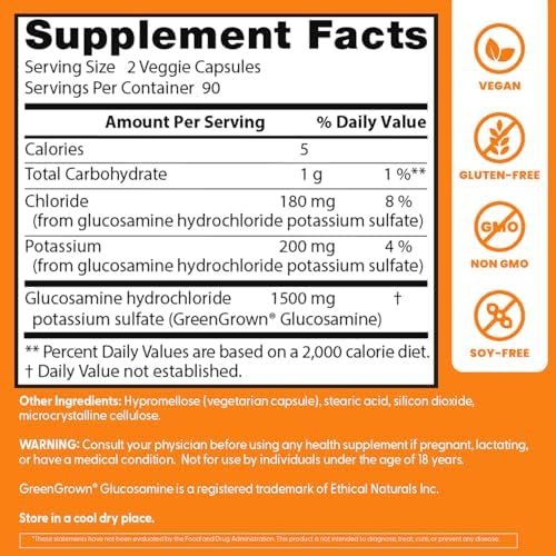 Doctor's Best Vegan Glucosamine Sulfate, Joint Support, Non-GMO, Vegan, Gluten Free, Soy Free, 750 mg 180 Veggie Caps - Image 5