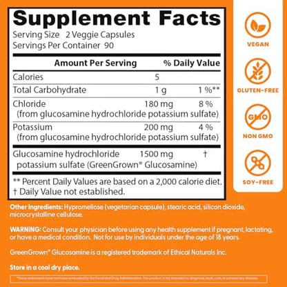 Doctor's Best Vegan Glucosamine Sulfate, Joint Support, Non-GMO, Vegan, Gluten Free, Soy Free, 750 mg 180 Veggie Caps - Image 5
