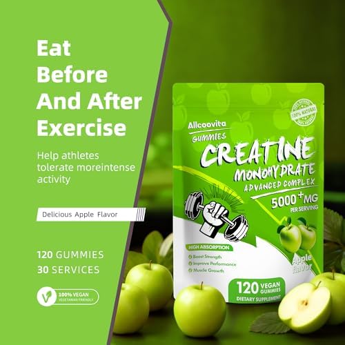 Vegan and gluten-free certifications on Allcoovita creatine packaging