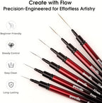 Professional nail art brushes for fine lines and details