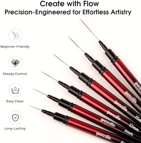 Professional nail art brushes for fine lines and details