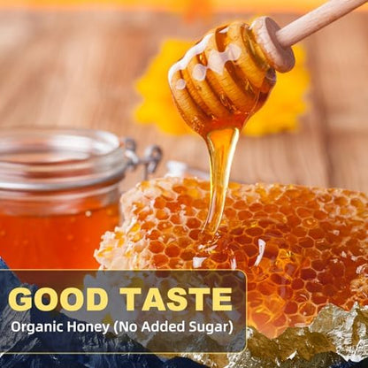Back label of ALLBIZ shilajit honey sticks for women highlighting the natural ingredients and fulvic acid content.