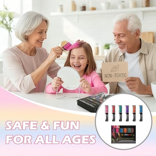 Close up of vibrant hair chalk comb teeth