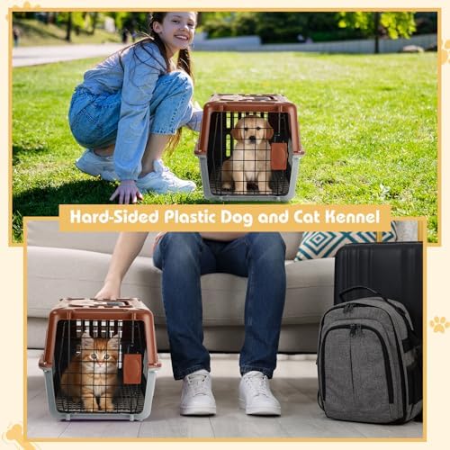 Sunnymove imported airline style hard sided pet kennel for cats and puppies