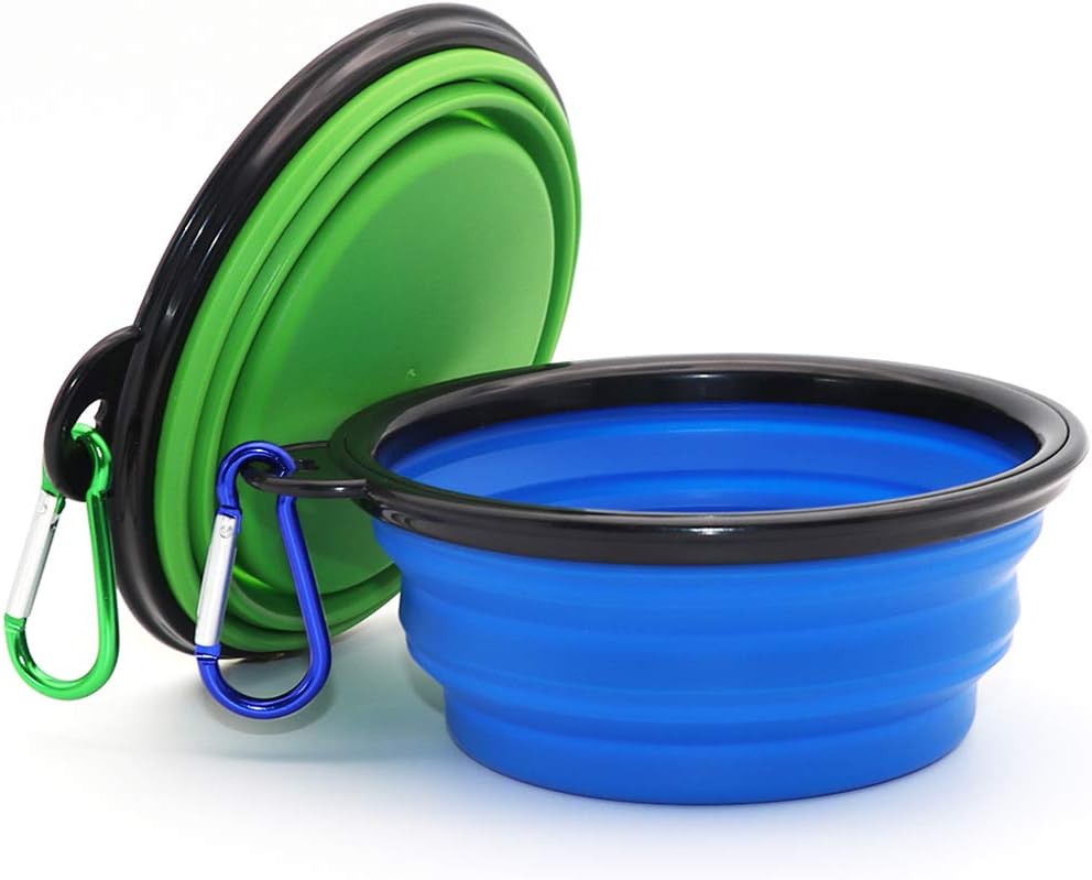 Comsun 2-Pack Extra Large Size Collapsible Dog Bowl, Foldable Expandable Cup Dish for Pet Cat Food Water Feeding Portable Travel Bowl Blue and Green - Image 9
