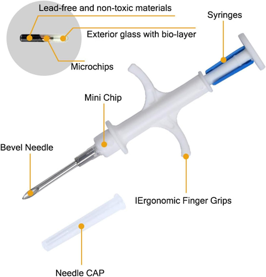 ISO compliant animal tracking chip dimension breakdown units.