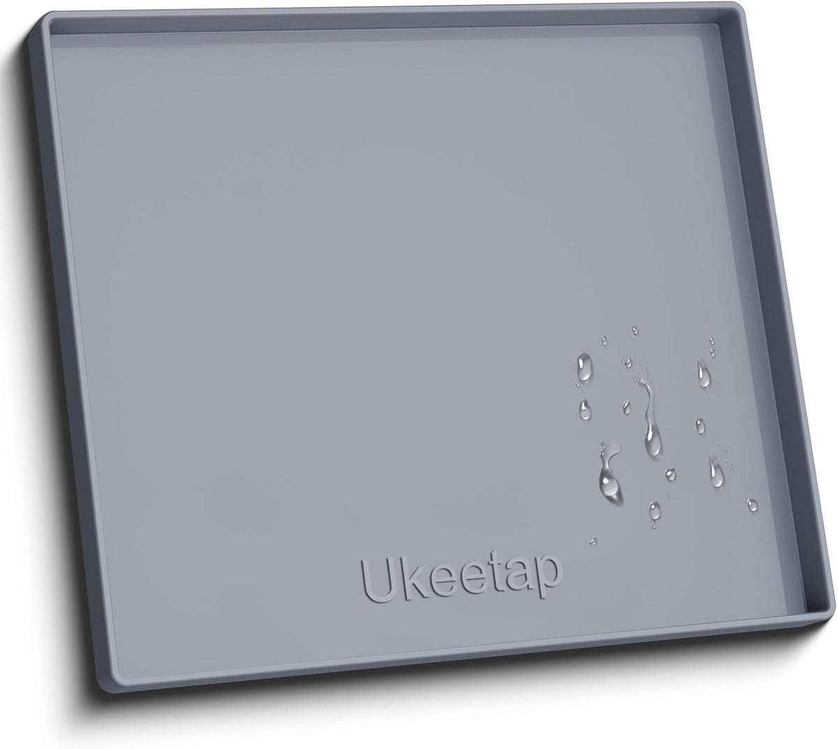 19" x 12" Extra Thick Silicone Mat Waterproof with Raised Edge, Gray - Image 10