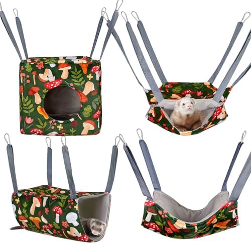 Glittme small pet cage accessories showing the hanging tunnel and square nest bedding.