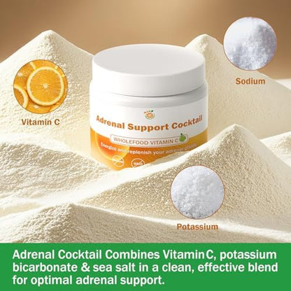 Gluten free and vegan adrenal boost powder scoop with potassium and sea salt minerals