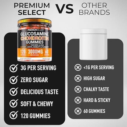 Glucosamine Chondroitin Gummies for Joint Support – 120 Glucosamine Gummies Extra Strength 3000mg with MSM, Turmeric, Calcium, Vitamin D3 – Sugar Free Vegan Adults Supplement – Flexibility & Mobility - Image 7