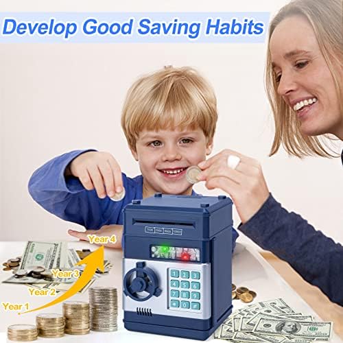 Side angle of the kids automated password money vault highlighting the paper bill deposit slot.