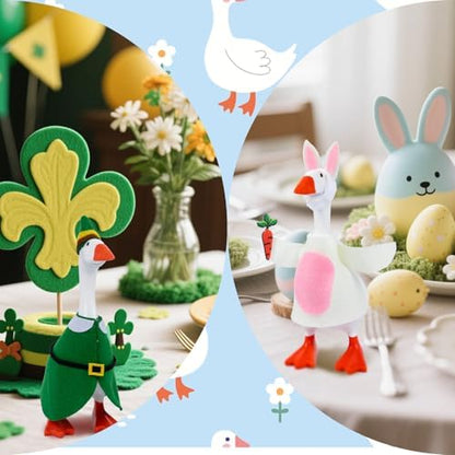 Easter and St. Patrick's Day outfits for desk goose statue