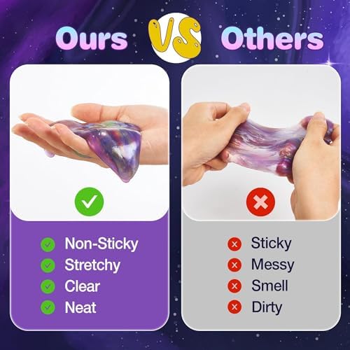 Close up view of the non sticky glittery texture of the cosmic stress relief putty.