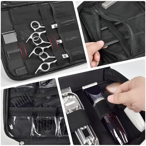 Steadtep travel carrying case top layer highlighting transparent pockets for clipper guards