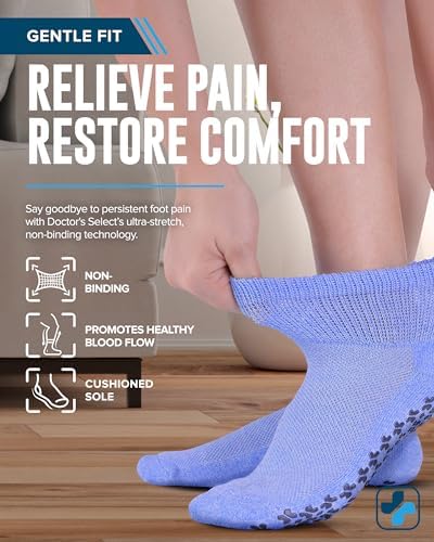 Close up of rubber grippers on the sole of Doctor's Select neuropathy socks