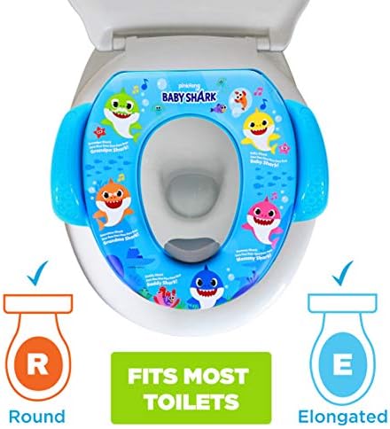 BPA free plastic baby shark potty trainer highlighting the secure bottom base