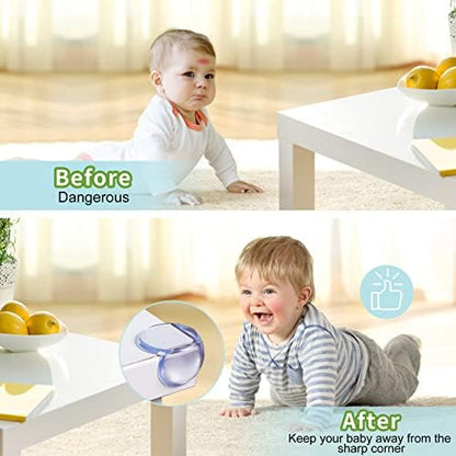 Close up of transparent furniture corner safety guard