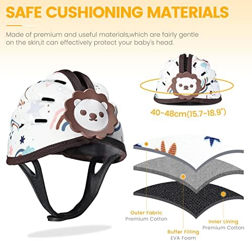 Close up of soft cotton interior and EVA foam padding in baby helmet