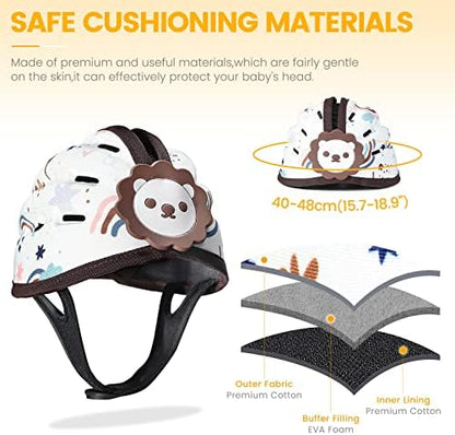 Close up of soft cotton interior and EVA foam padding in baby helmet