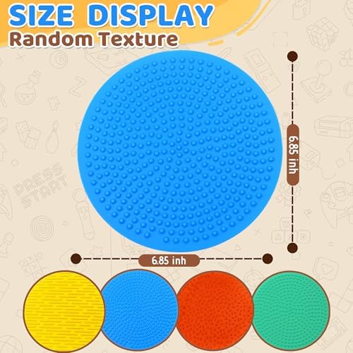 Close up of blue and green textured silicone sensory mats for kids autism classroom use