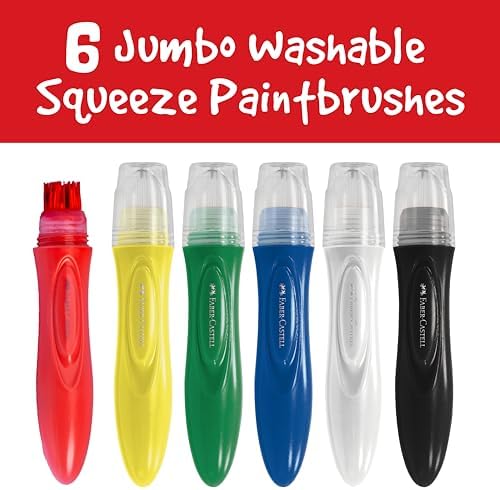 Toddler hands holding a blue Faber-Castell squeeze paint stick for mess-free kids craft