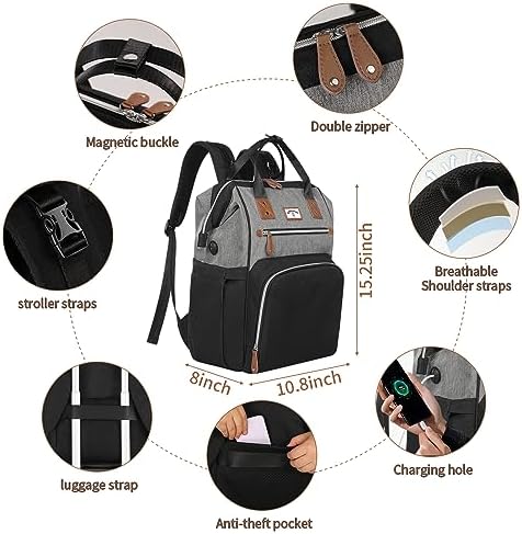 Supromomi waterproof diaper bag close up of USB charging port slot