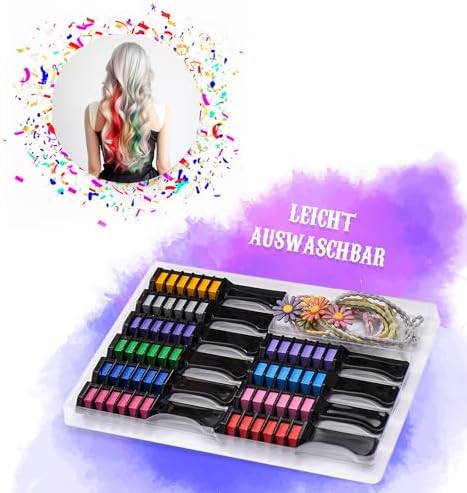 Magicat hair chalk kit packaged showing five included elastic hair ties for girls