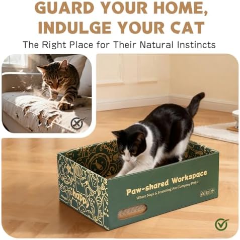 Full kit view of the 6 pack replacement cardboard scratch pads alongside nested beds