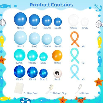 JOYFLOAT premium blue and orange balloons close up showing metallic and matte textures