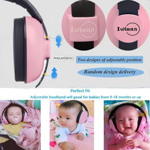 Close up of Iwinna pink noise cancelling earmuffs for infants