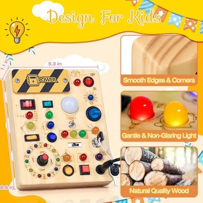 Compact RichBoy busy board being packed into a travel bag, highlighting its portable size for airplane and car rides.