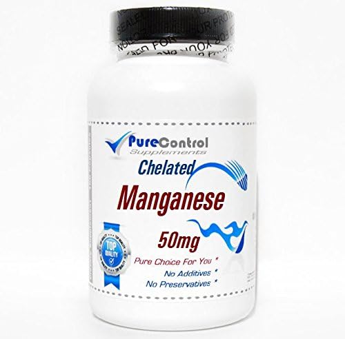 PureControl Supplements Chelated Manganese 50 mg front view bottle for bone support