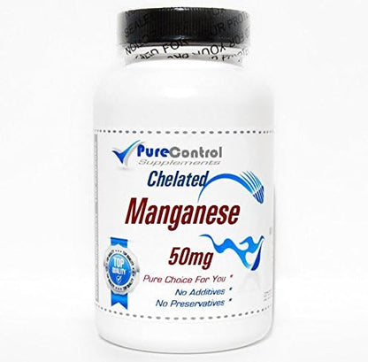 PureControl Supplements Chelated Manganese 50 mg front view bottle for bone support