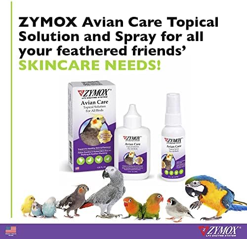 Authentic USA imported Zymox Avian Care packaging for pet bird skin recovery.