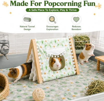 Guinea Pig Hideout No Bottom, Sturdy Bamboo Small Animal House with Window, Rabbit Bunny Tunnel, Easy to Assemble for Hamsters Bunny Rat Chinchillas Playing Hiding, Guinea Pig Cage Accessories, Green - Image 7