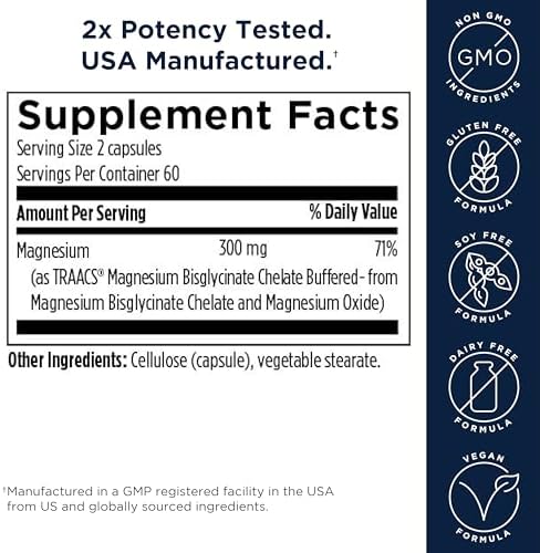 Designs for Health Magnesium Glycinate directions and dietary certifications icon view