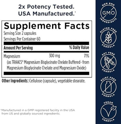 Designs for Health Magnesium Glycinate directions and dietary certifications icon view