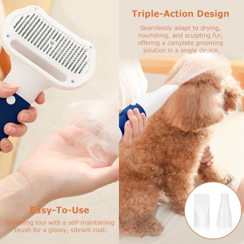 Handheld Popet dog blow dryer being used on a dog