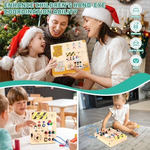 Packaging and complete setup view of the imported USA genuine Konijiwa version five busy board for toddler early development