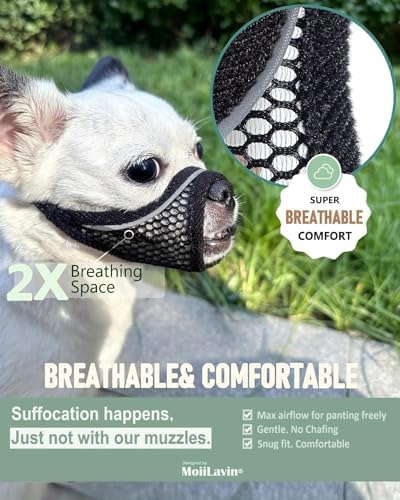 XXS black dog muzzle demonstrating comfortable fit