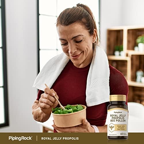 Piping Rock bee pollen 60 caplets packaging showing clear usage instructions and warnings