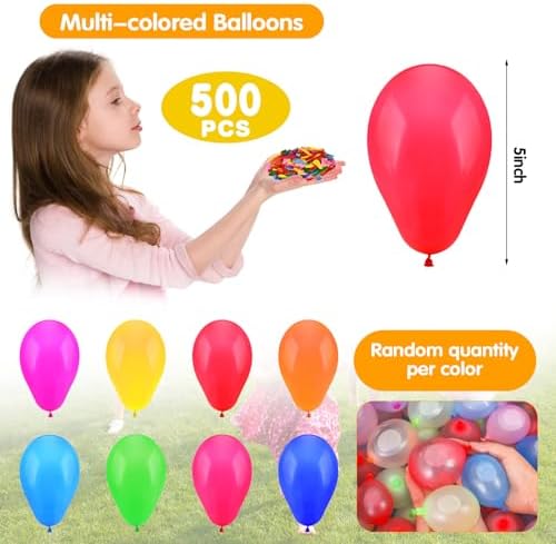 Assorted vibrant colored small water balloons inflated with water inside a storage bucket.