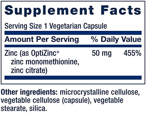 High potency OptiZinc and zinc citrate non GMO vegetarian capsules by Life Extension