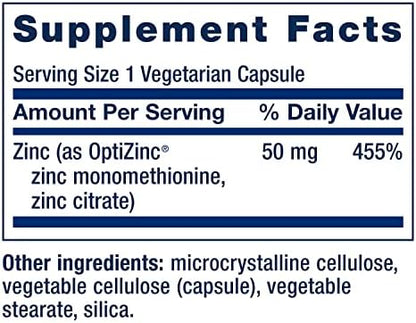 High potency OptiZinc and zinc citrate non GMO vegetarian capsules by Life Extension