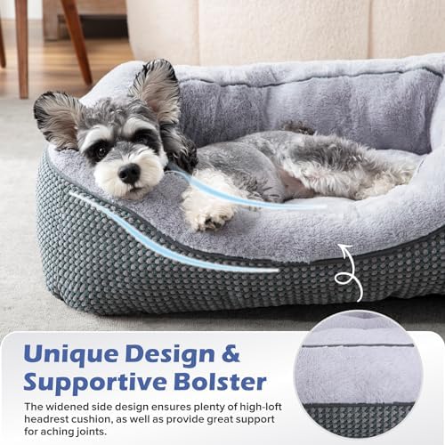 INVENHO Medium Dog Beds for Medium Dogs Washable, Rectangle Dog Bed Medium Size Dog, Orthopedic Dog Bed, Warming Soft Calming Sleeping Puppy Bed Durable Pet Bed with Anti-Slip Bottom M(30"x24"x9") - Image 5